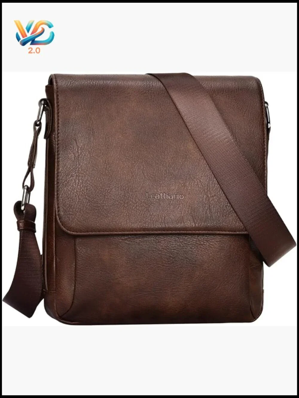 Vegan Leather Crossbody Bag Mens Messenger Sling Satchel Travel Work Shoulder